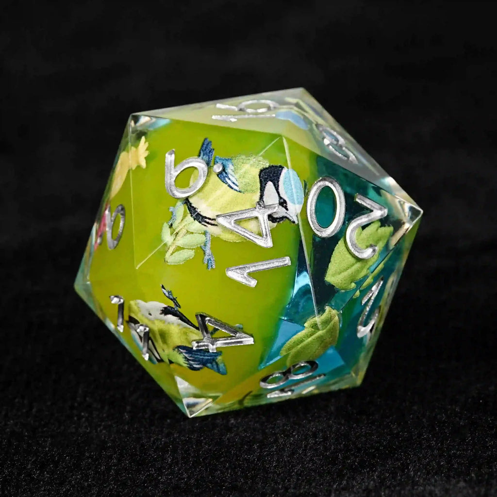 Green Bird Element Clear Resin DND Dice Set