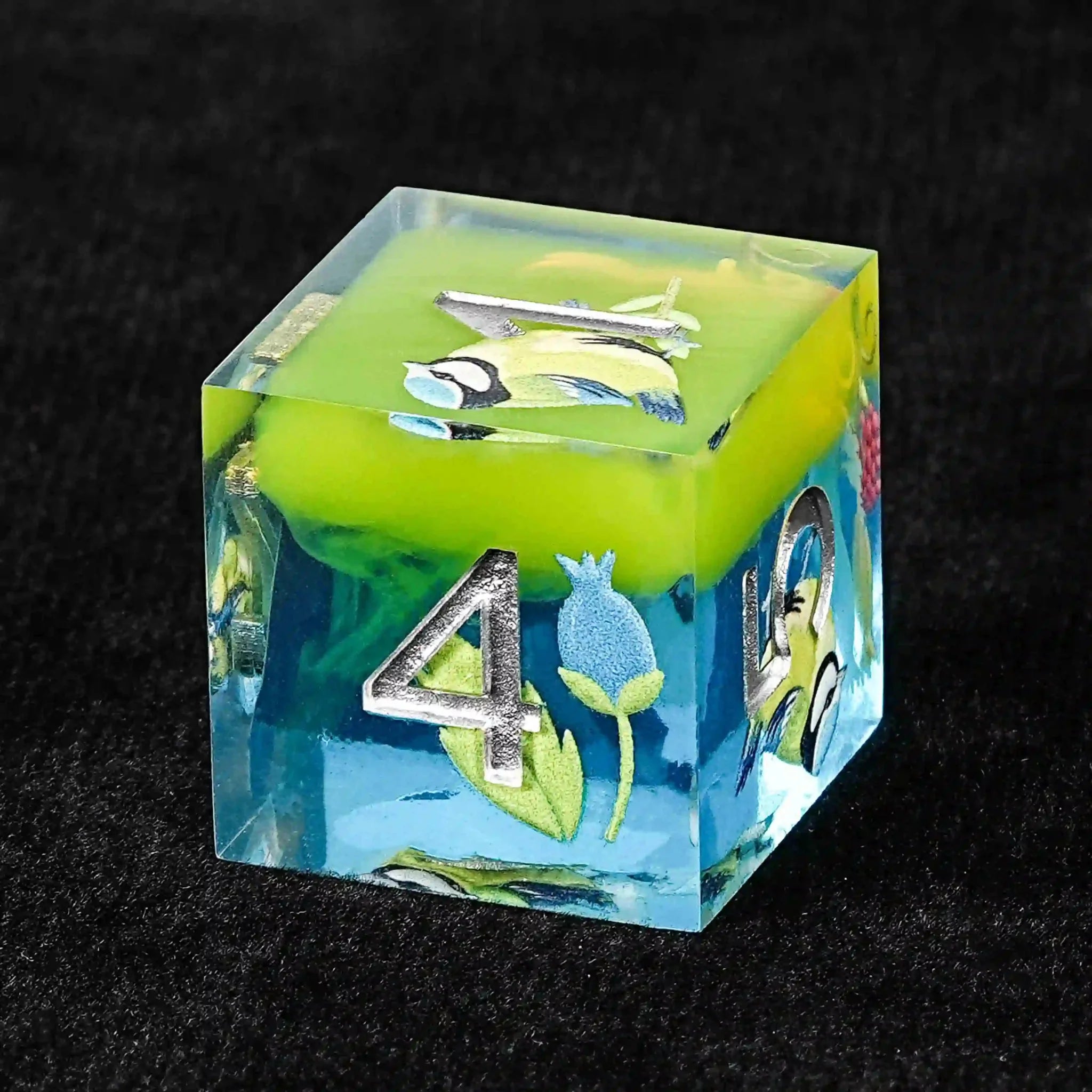 Green Bird Element Clear Resin DND Dice Set