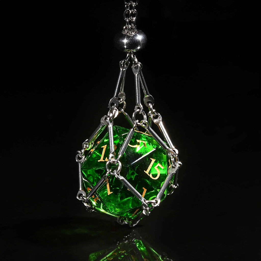 Green Dragon Shadow Natural DND Gemstone Dice Set + Gold Numbers