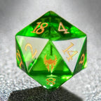 Green Dragon Shadow Natural DND Gemstone Dice Set + Gold Numbers