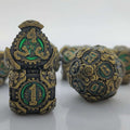 Green Mechanical Gear Metal DND Dice Set - Punk Style