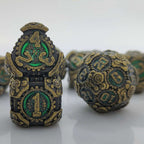 Green Mechanical Gear Metal DND Dice Set - Punk Style