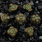 Green Mechanical Gear Metal DND Dice Set - Punk Style