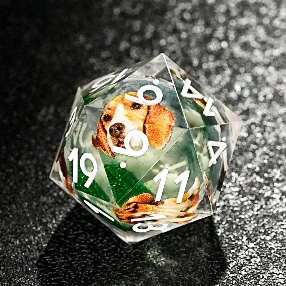 Green Resin D&D Dice Set - Beagle Design