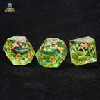 Green transparent resin D10 dice - crocodile eye liquid core ten-sided dice