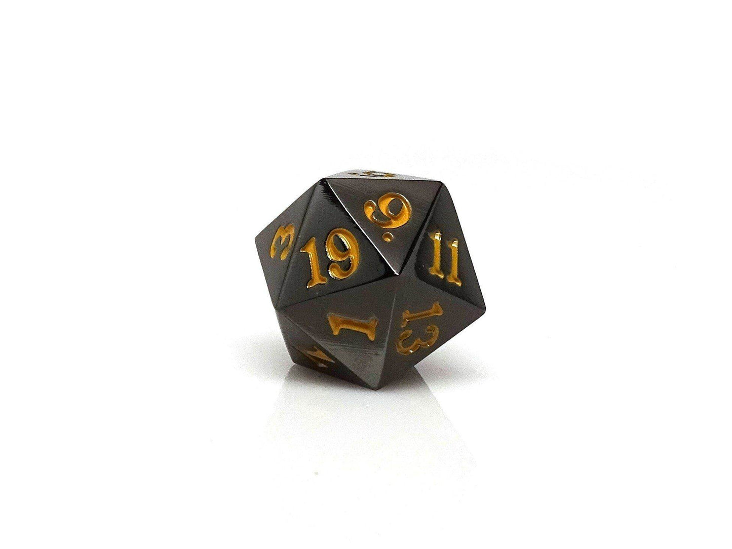 Gun Metal D20 - Signature Font - Gold Font - 