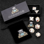 Halloween Killer Bear themed resin dice set with gold numbers