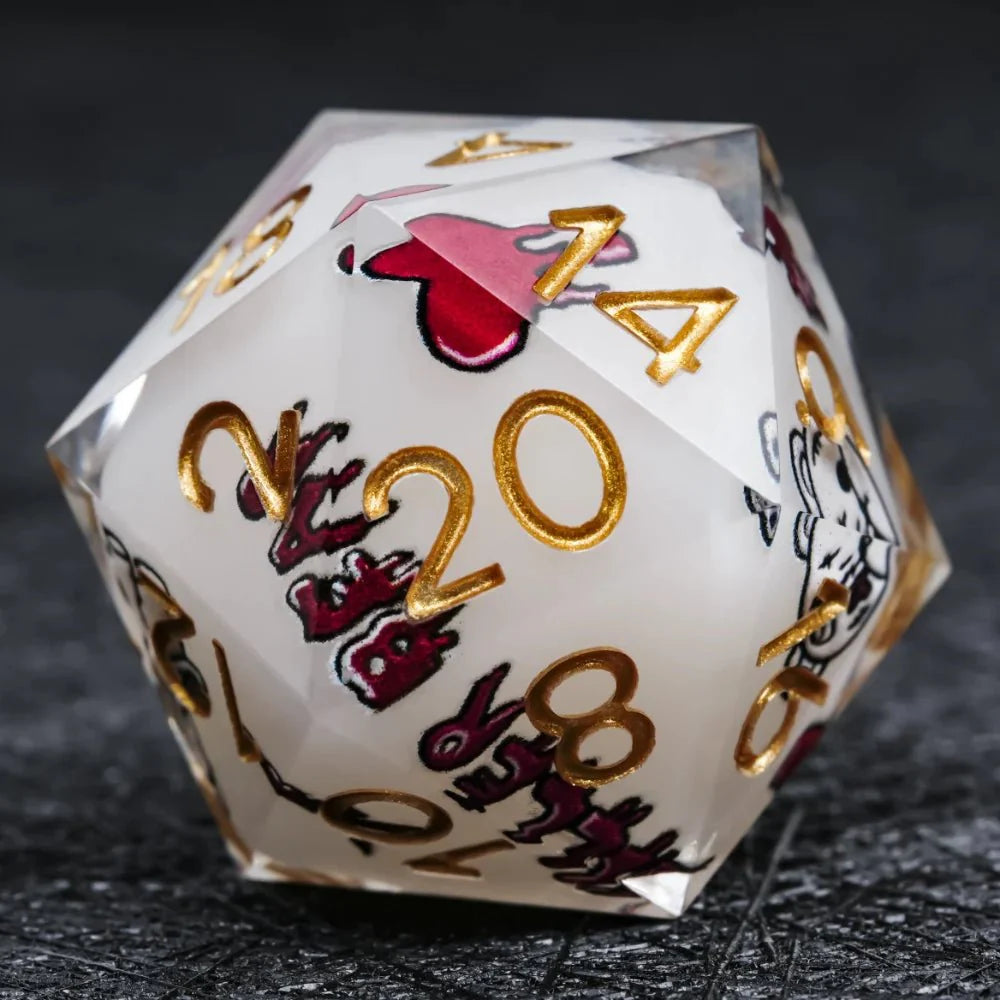 Halloween Killer Bear themed resin dice set with gold numbers