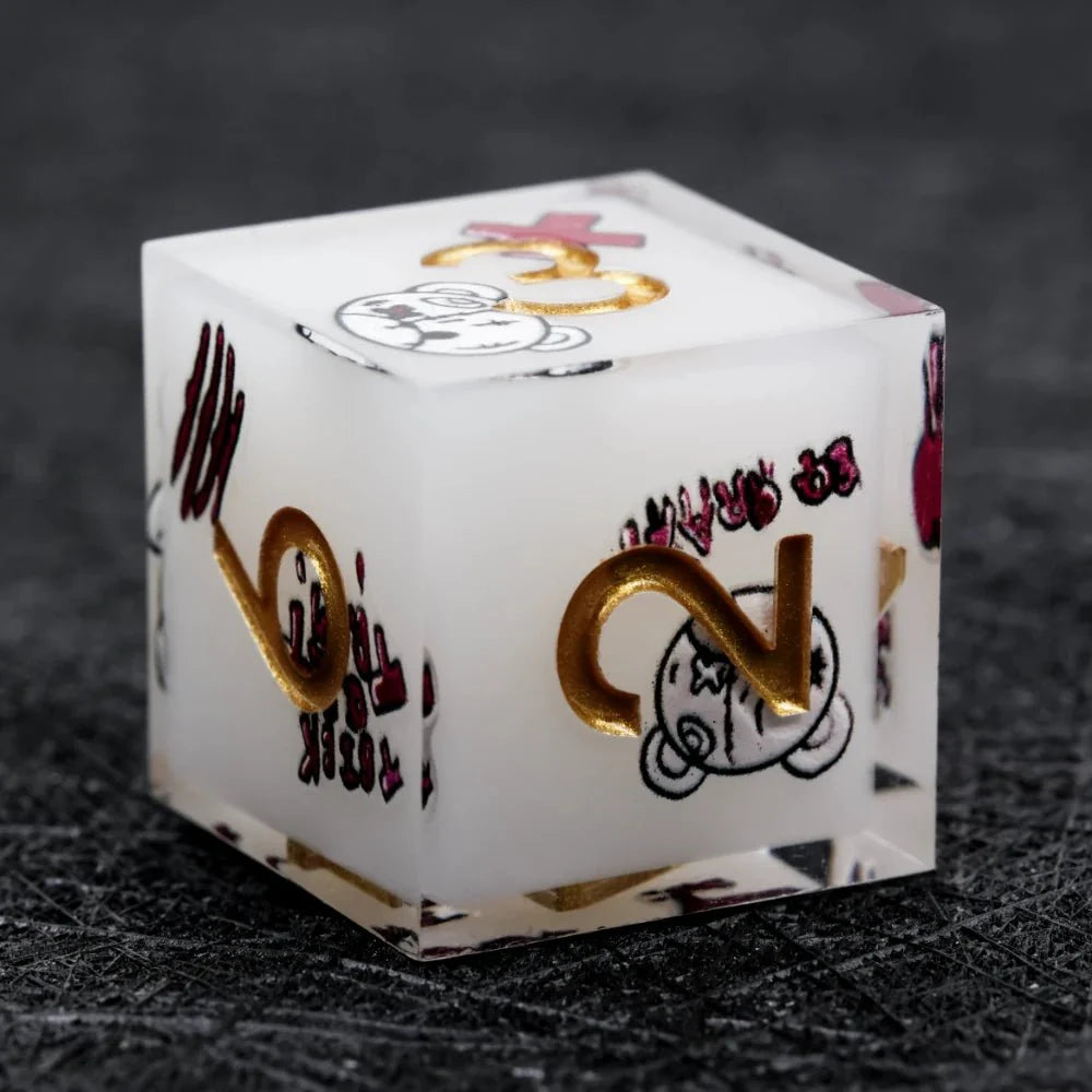 Halloween Killer Bear themed resin dice set with gold numbers