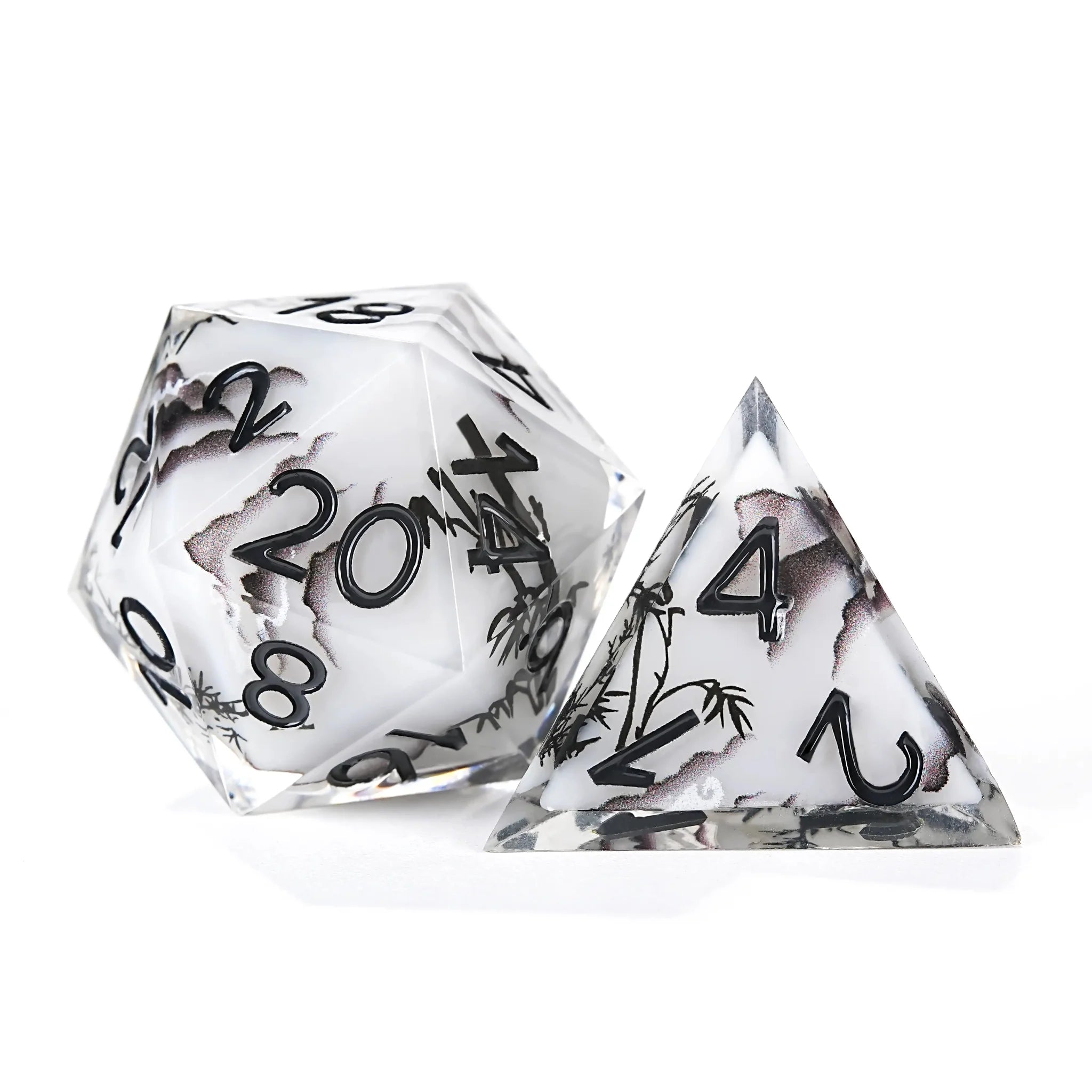 Handmade Ink Painting Style Resin D&D Dice Set