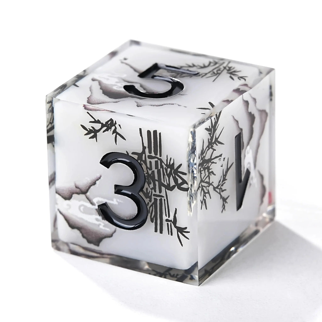 Handmade Ink Painting Style Resin D&D Dice Set