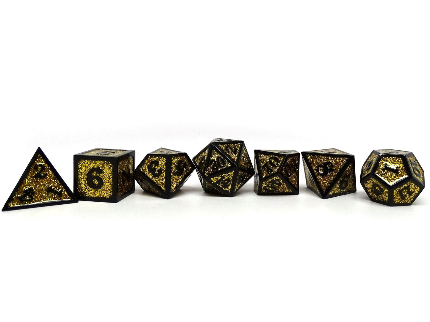 Heroic Dice of Metallic Luster - Yellow with Black Font - 