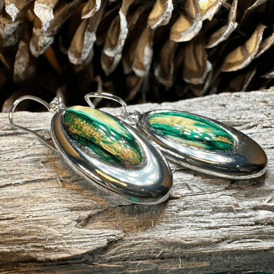 Heathergems Celtic Teardrop Earrings - Green Gold