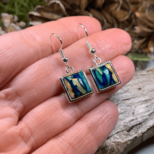 Heathergems Square Earrings - Green