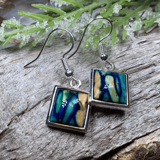 Heathergems Square Earrings - Green