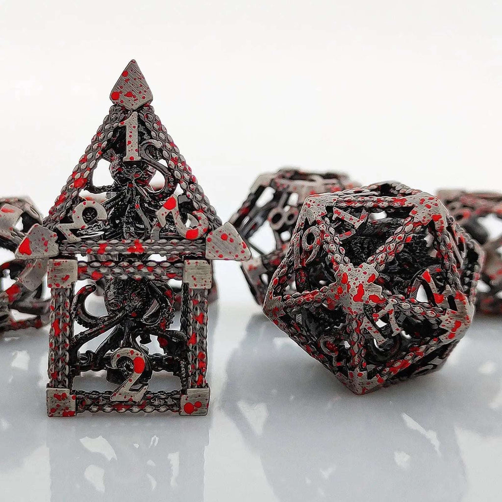 Hollow Metal DND Octopus Monster Dice Set Bloodstain