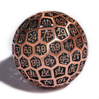 Hollow Metal Dragon D100 Dice 50mm Spherical Red Copper
