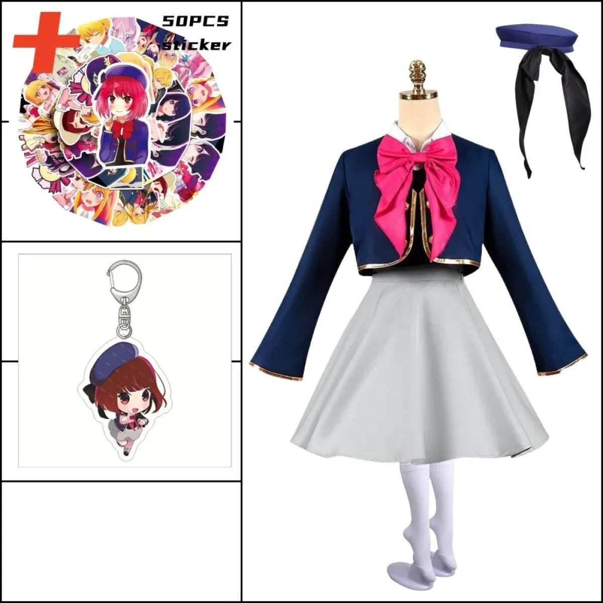 OSHI NO KO Ai Hoshino Cosplay Costume - Lolita Pink Uniform Dress - A4 / XS / CHINA | anime