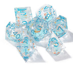 Ice Blue Koi Liquid Core Resin RPG Dice Set