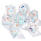 Ice Blue Koi Liquid Core Resin RPG Dice Set