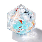 Ice Blue Koi Liquid Core Resin RPG Dice Set