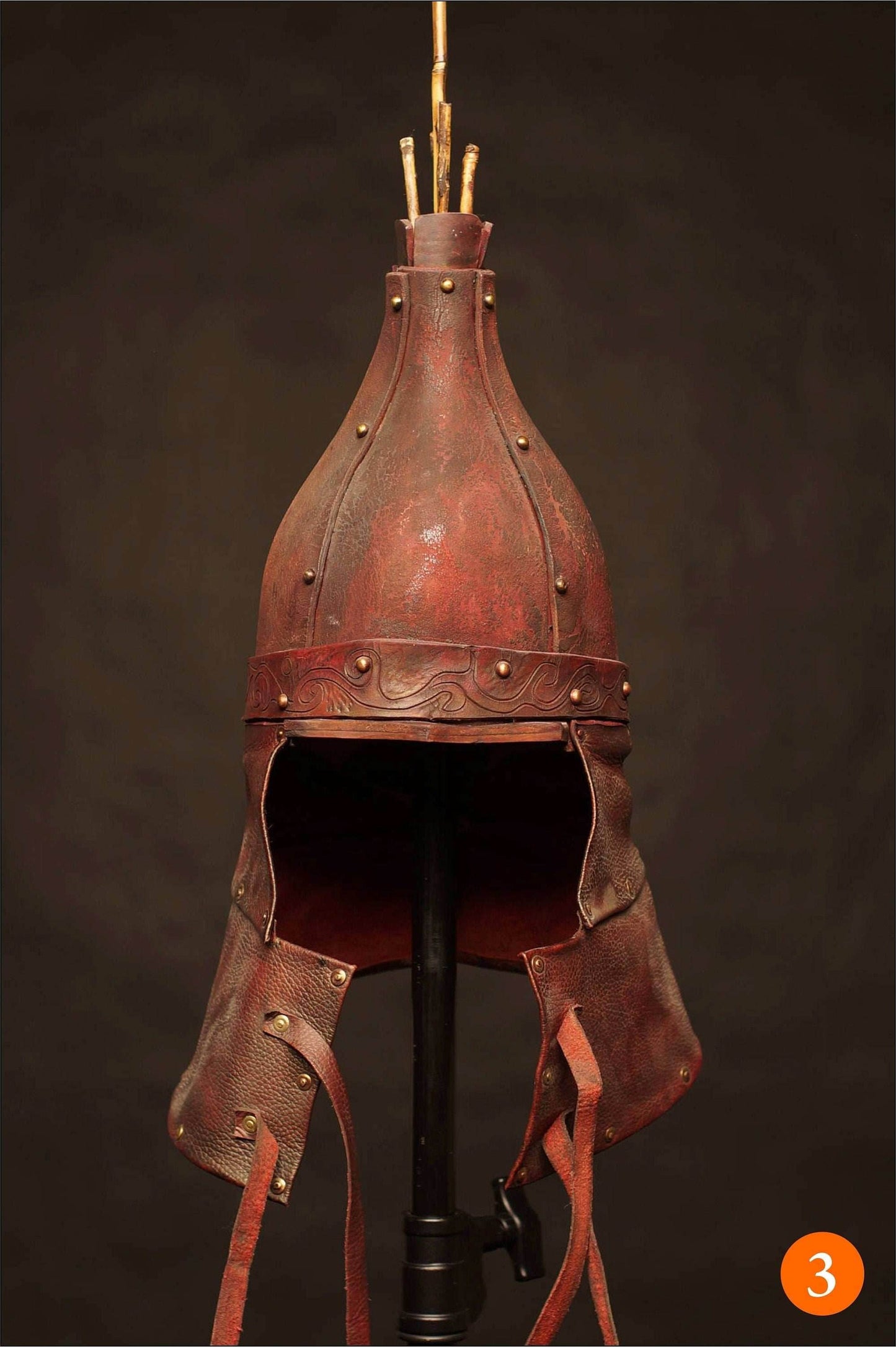 Medieval battle leather helmet - S / helmet #1