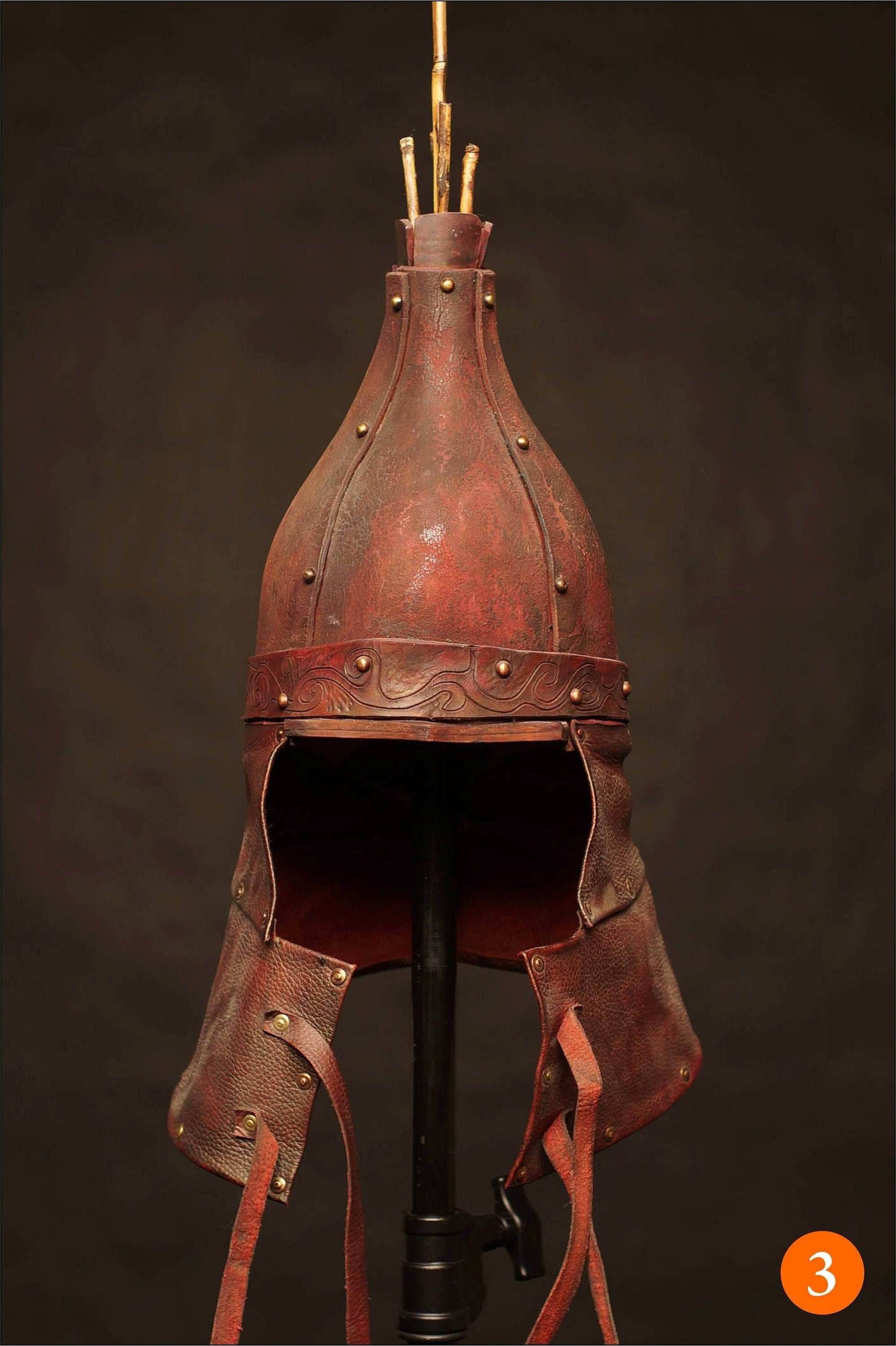 Medieval battle leather helmet - S / helmet #1