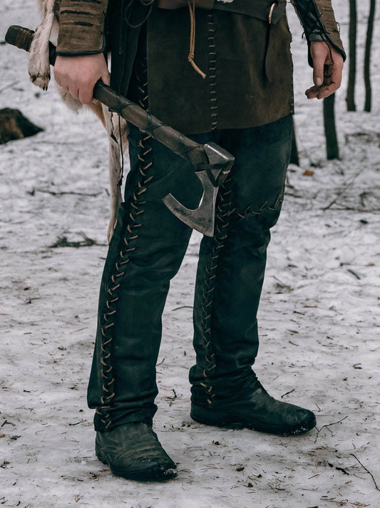 Medieval viking leather pants - Black (as on foto) / XS