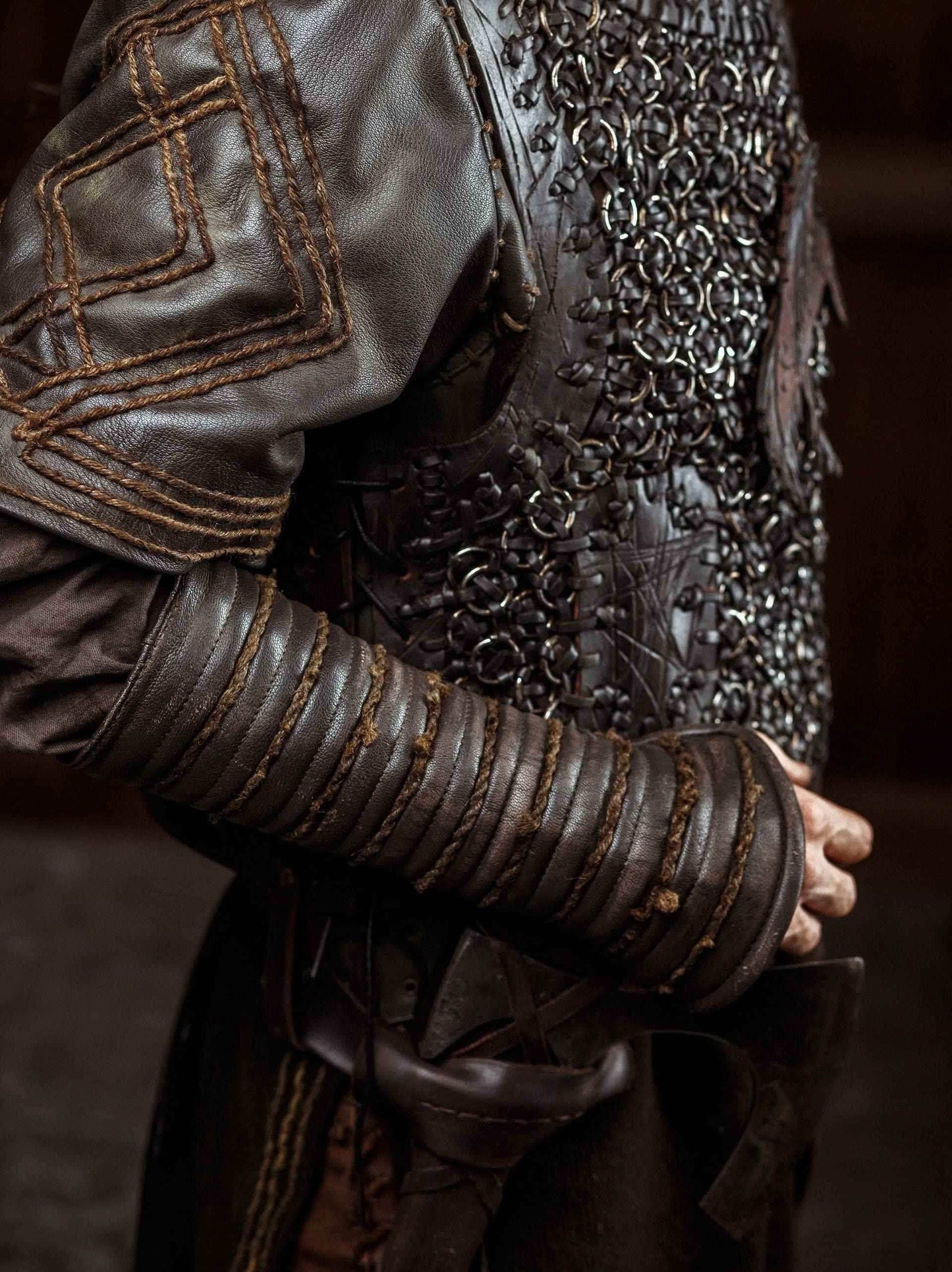 Ragnar medieval leather bracers (Vikings s2) - for one hand
