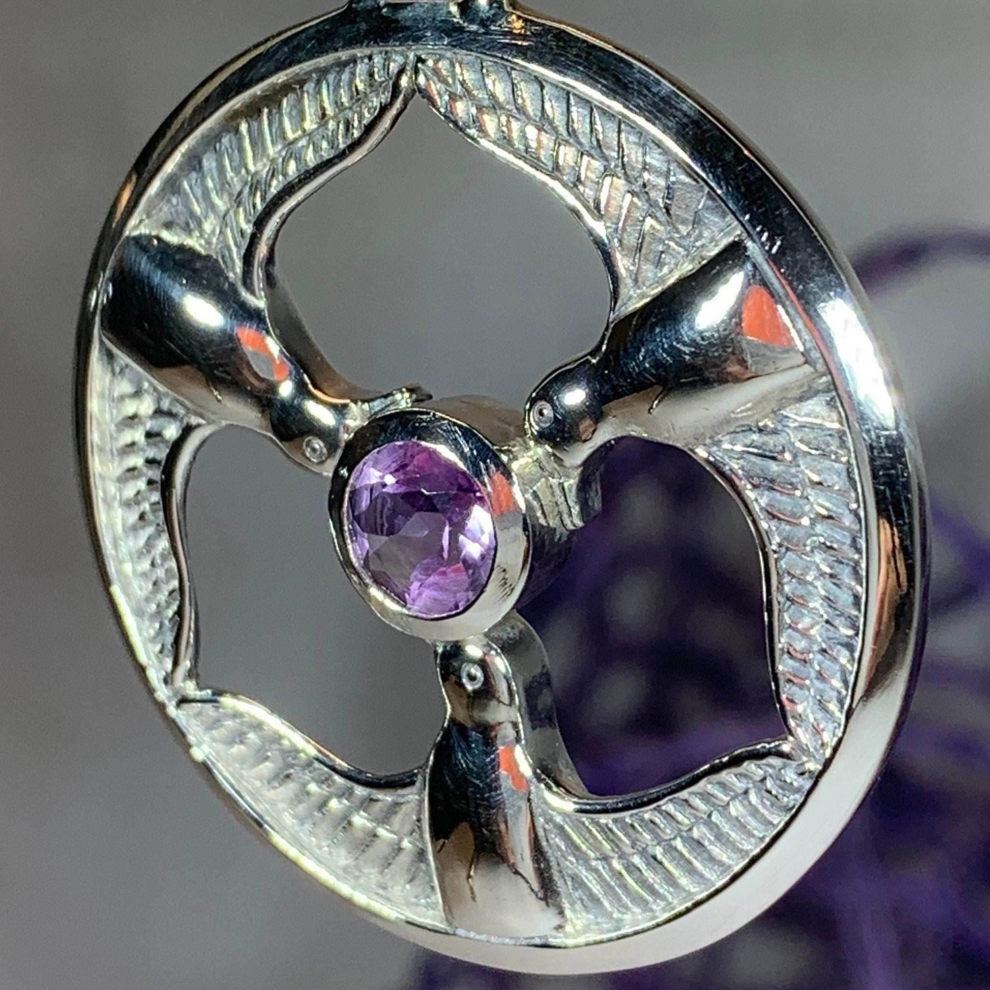 Rhiannon's Three Birds Goddess Necklace - Garnet