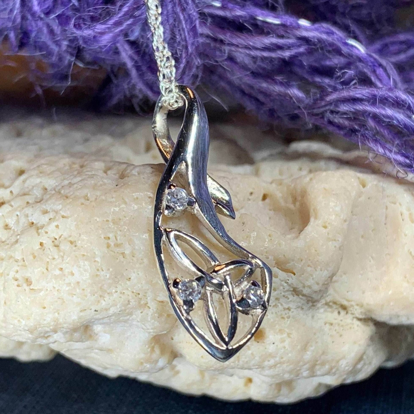 Zirconia Trinity Knot Necklace - 