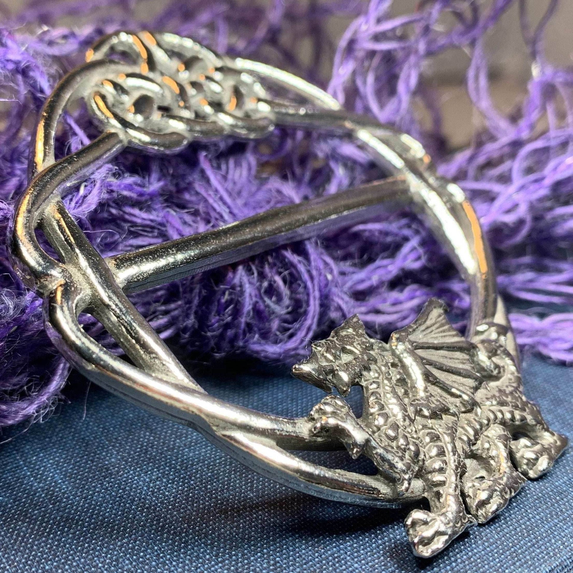 Pewter Welsh Dragon Scarf Ring - 