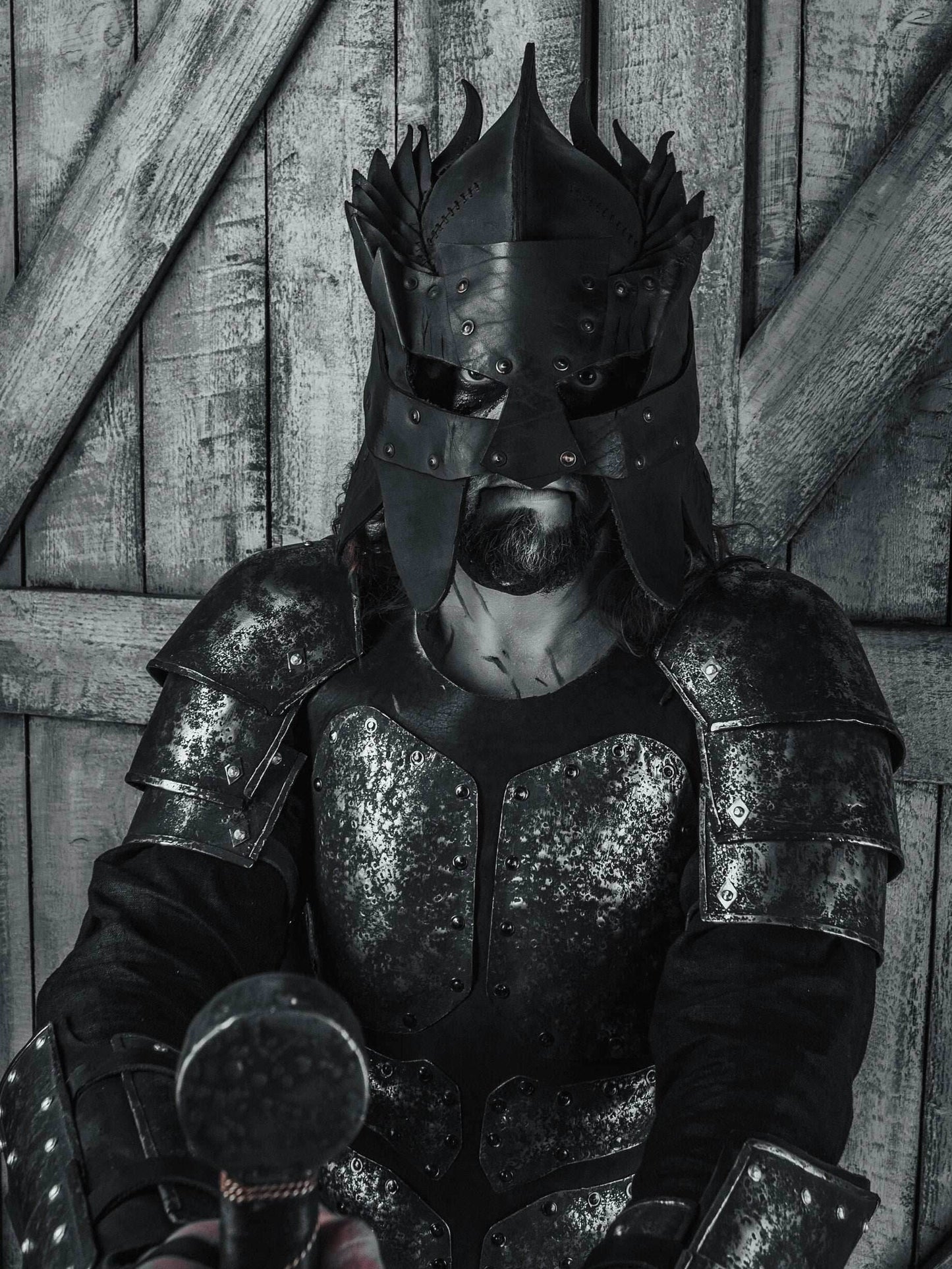 Viking battle helmet (Head Hunter) - XS / Brown (as on foto)