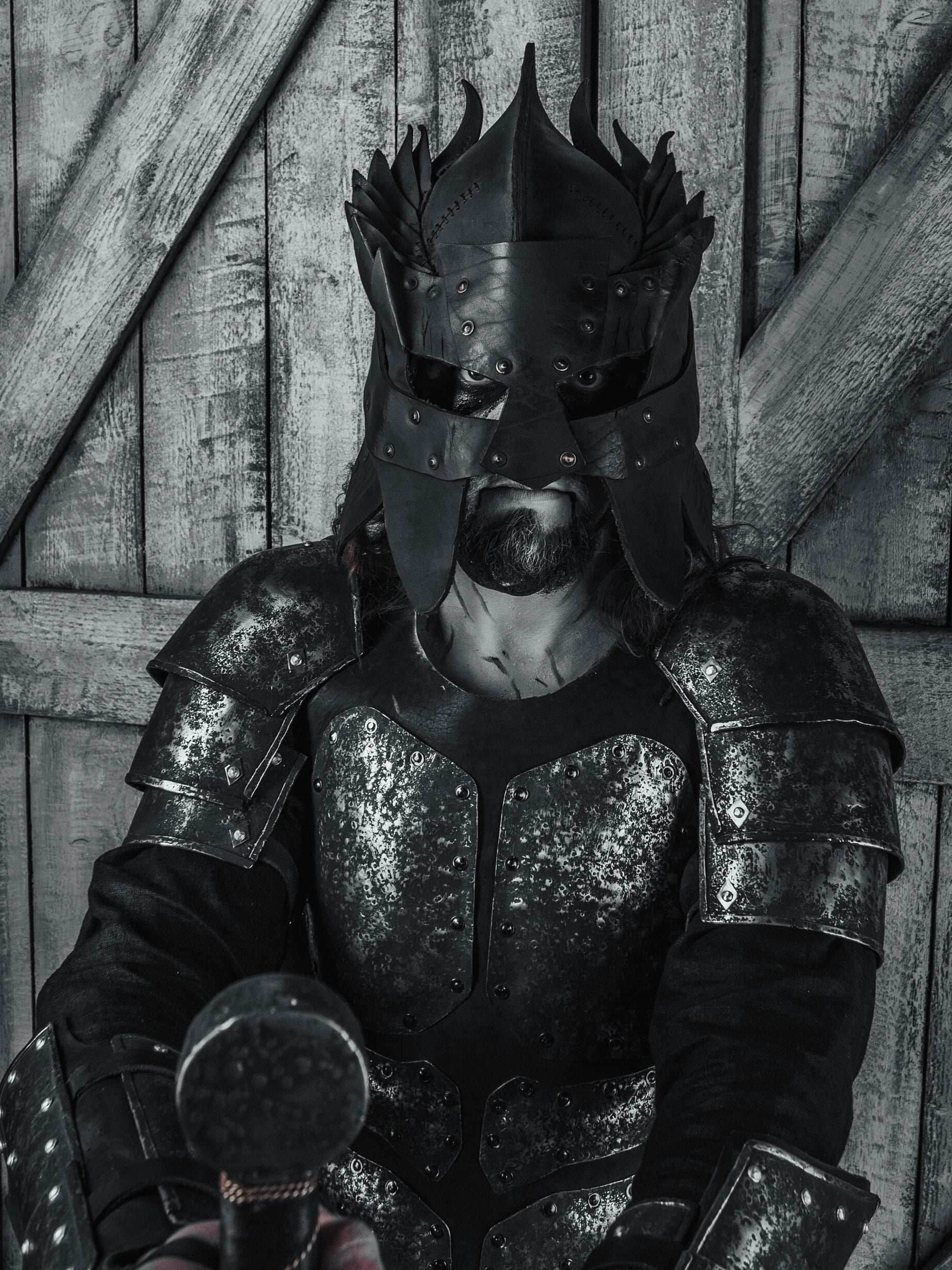Viking battle helmet (Head Hunter) - XS / Brown (as on foto)
