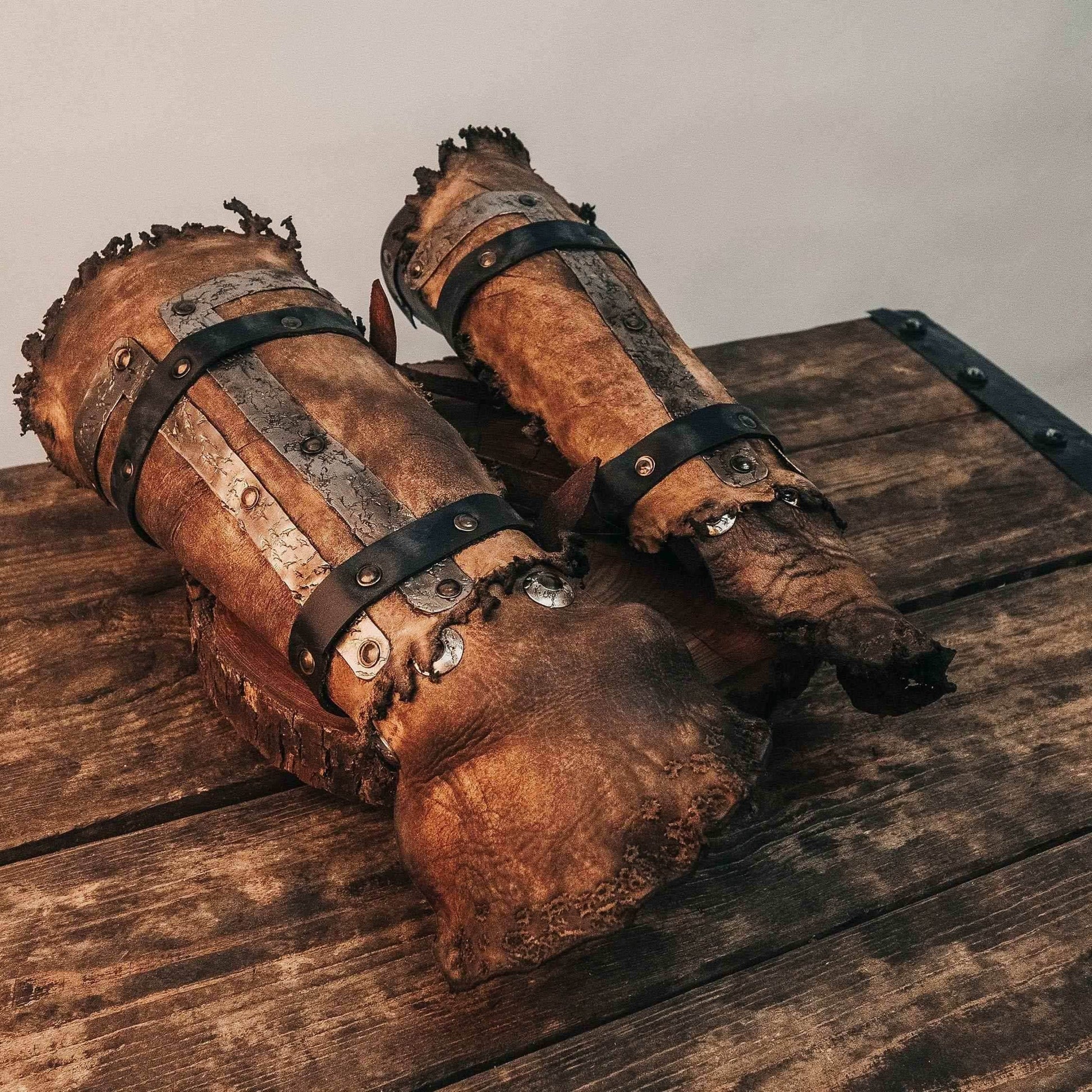 Medieval celtic bracers - brown (as pictured) / For two hands