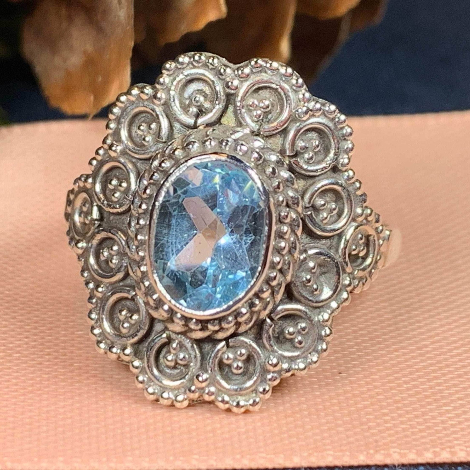 Celtic Queen Ring - 8 / Blue Topaz