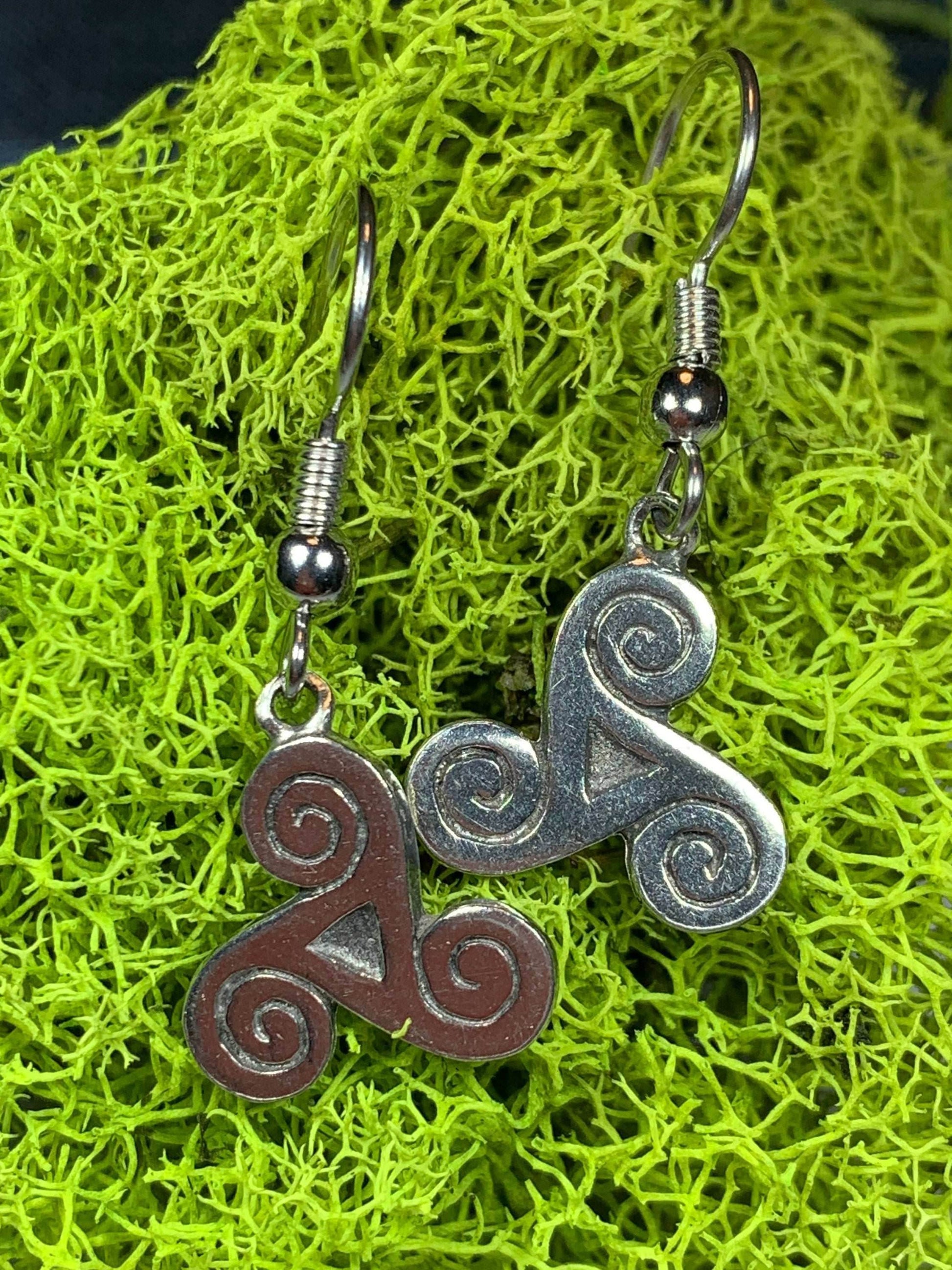 Pewter Triple Spiral Earrings - 