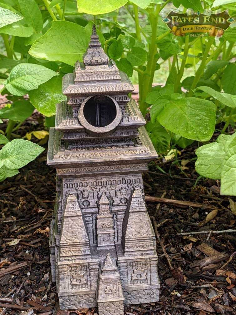 Monk 3D Printed Dice Tower- Fate's End Collection- Channel Tranquil Strength and Unwavering Focus! - Black / Yes- Include Random Dice Set