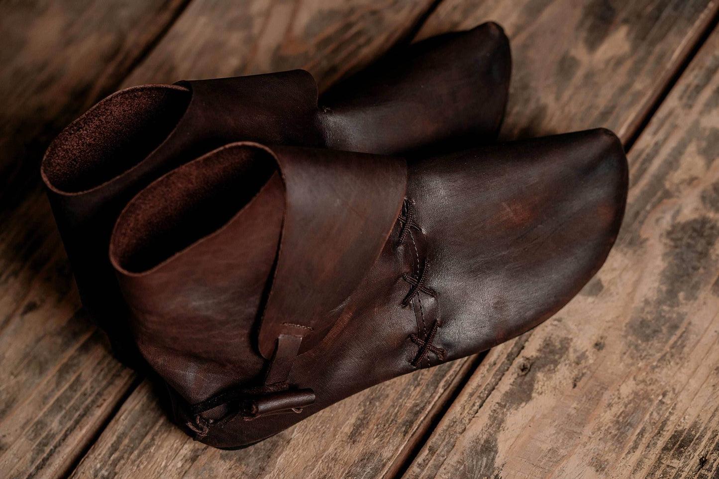Medieval leather boots with soft sole - Brown (as on foto) / 5