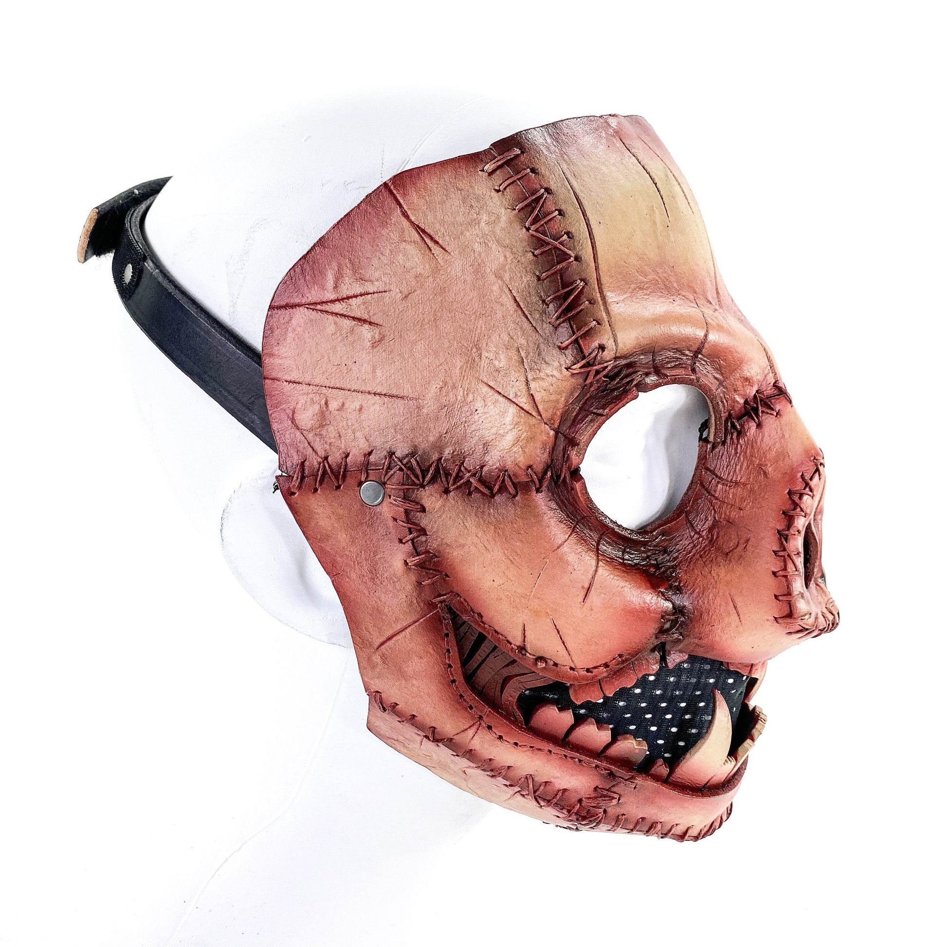 Evil Swine - Genuine Leather Mask - Freshly Butchered Horror Pig - Handmade Full Face Cover for Halloween or Performance Costume - 