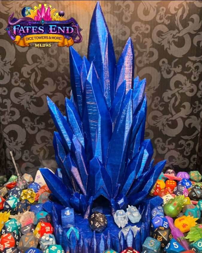 Fates End Crystal Dice Tower - Green Bronze / Without Tray