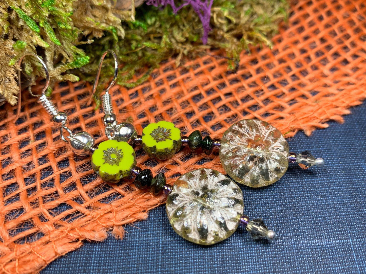 Lotus Autumn Earrings - Blue