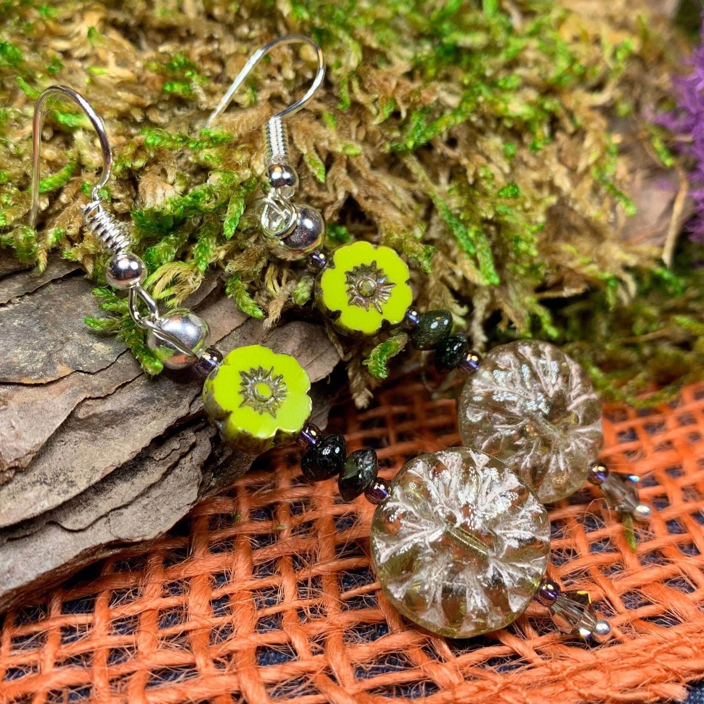 Lotus Autumn Earrings - Blue
