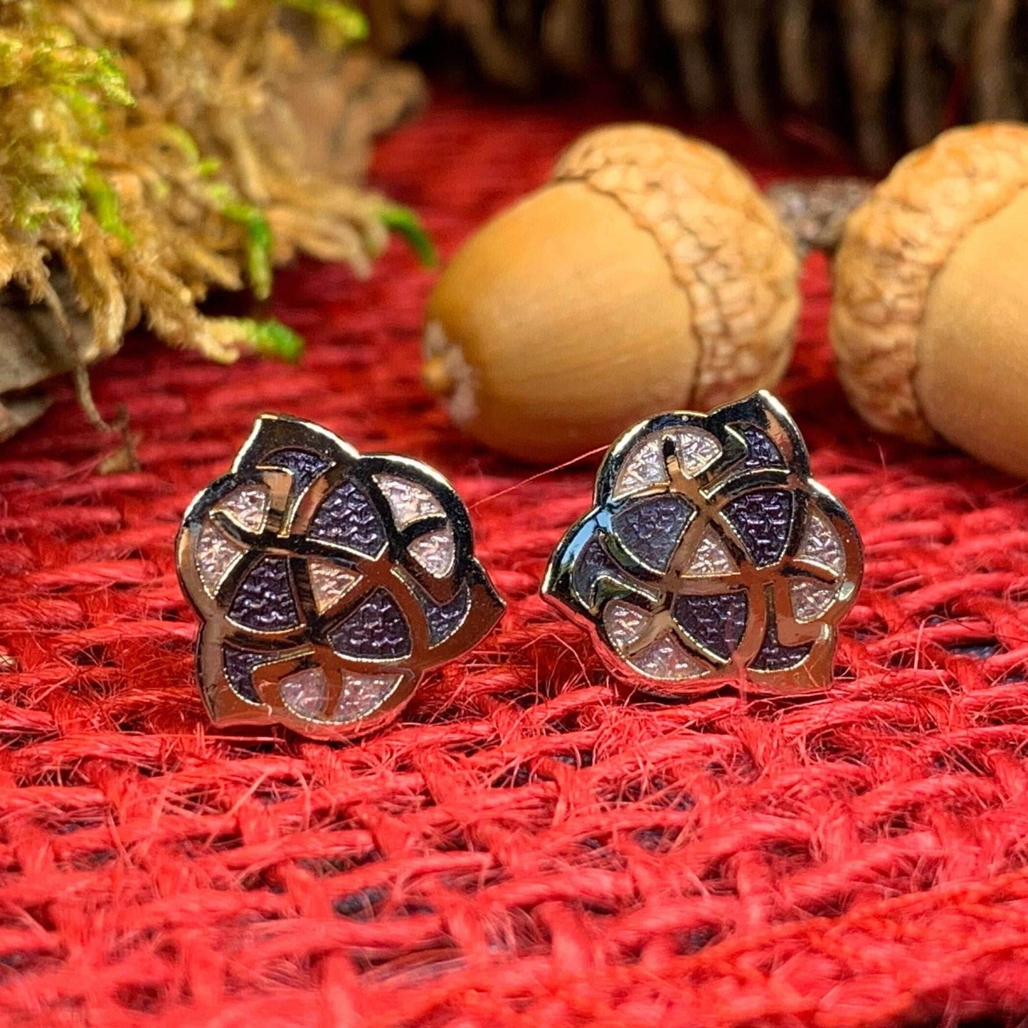 Celtic Knot Stud Earrings - Purple