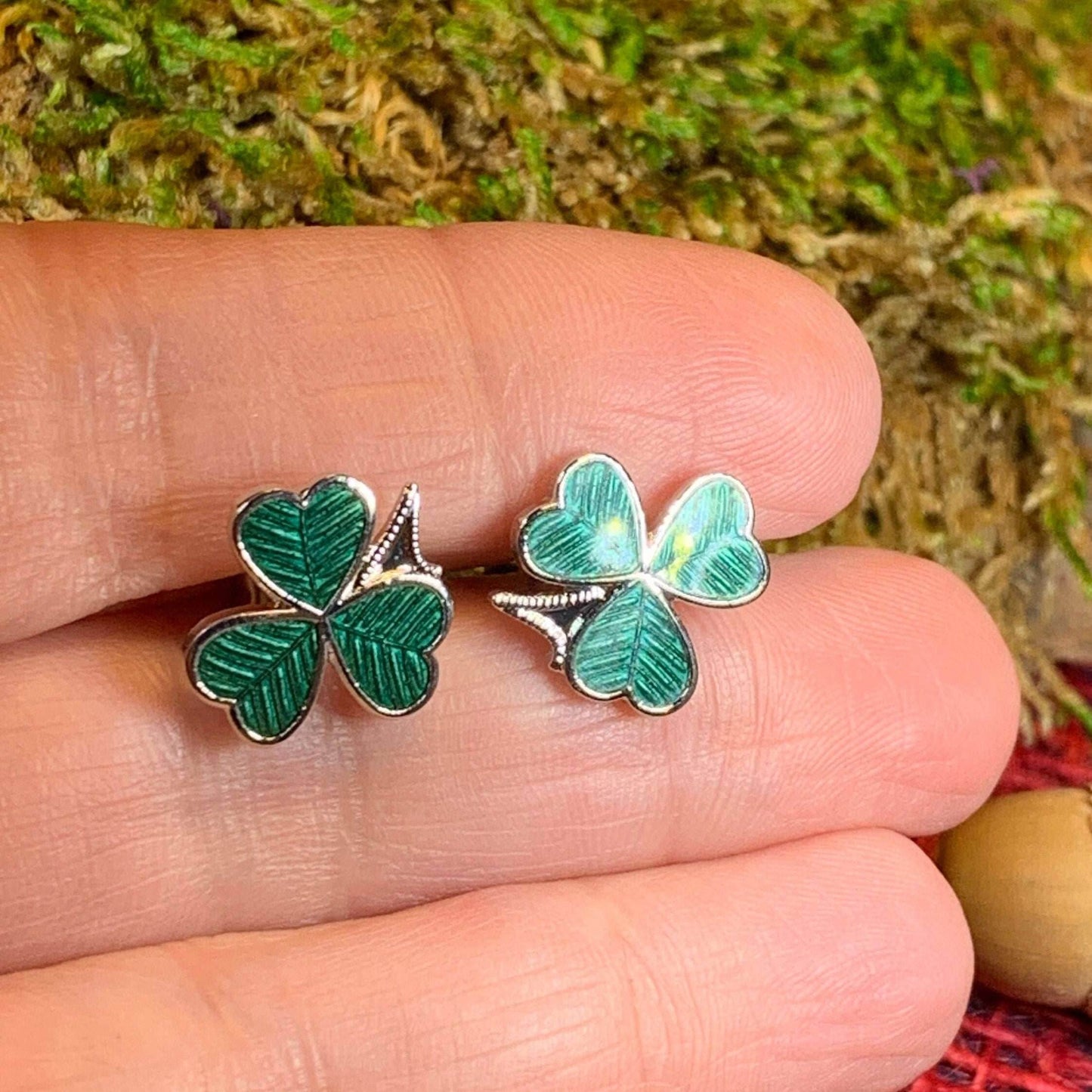 Shamrock Enamel Earrings - 