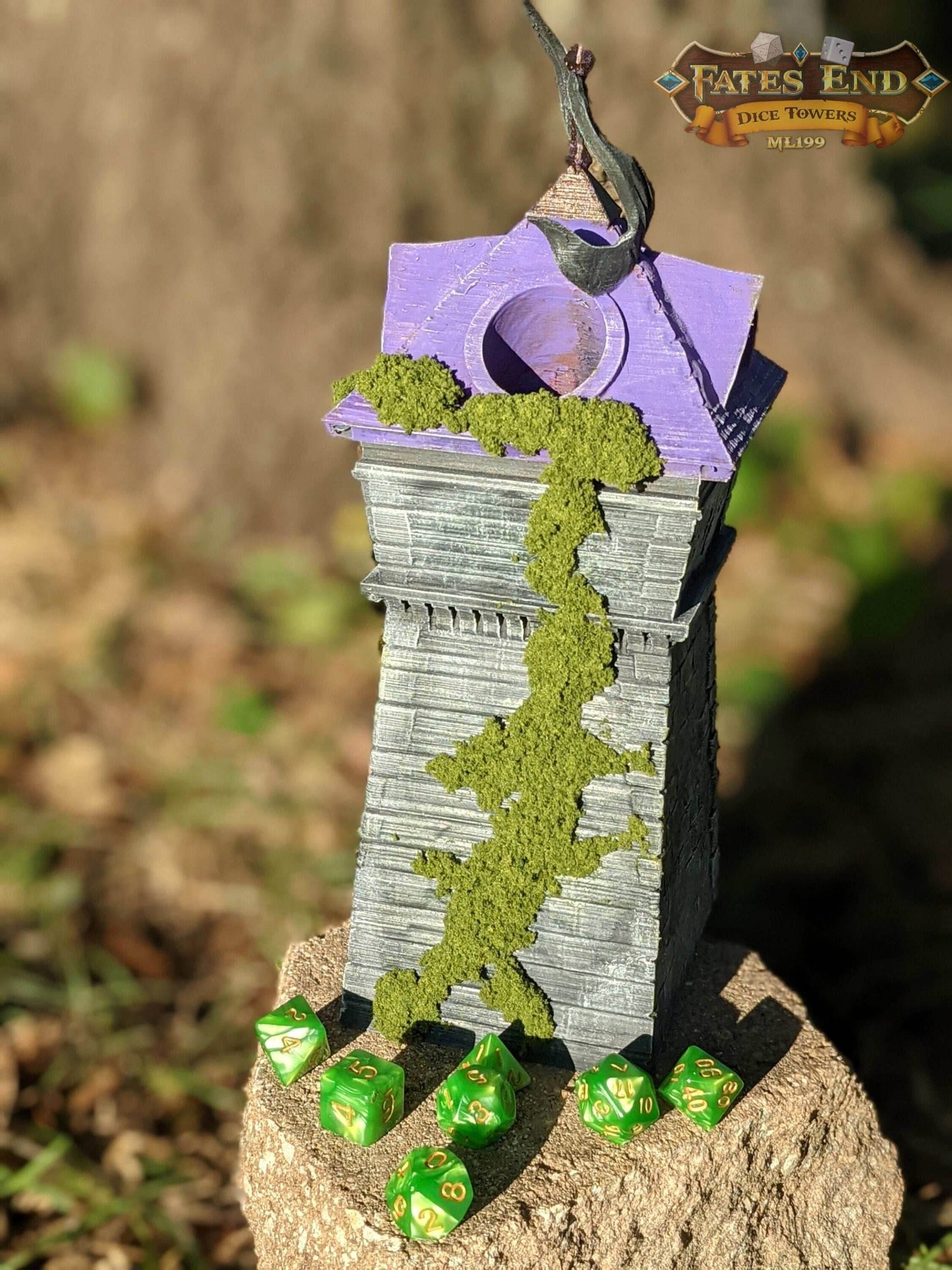 Ranger 3D Printed Dice Tower - Fate's End Collection - Guiding your Arrows to their True Targets! - Black / Yes- Include Random Dice Set