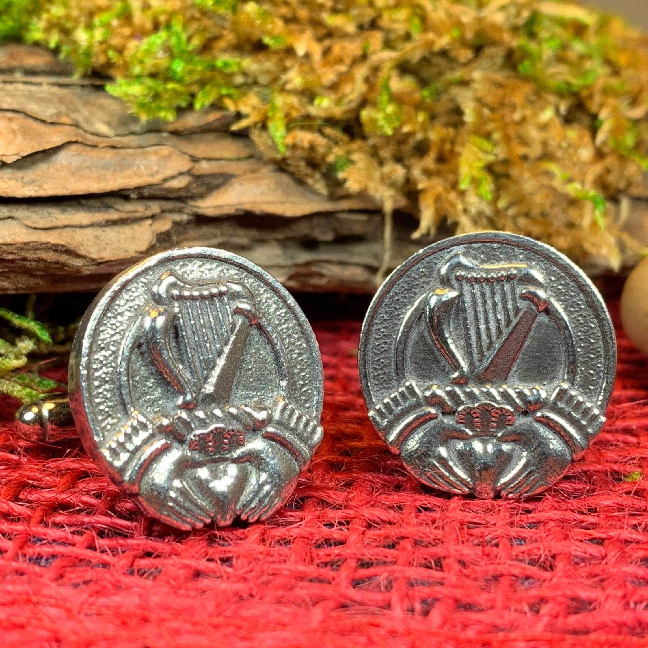 Irish Claddagh & Harp Cuff Links - 