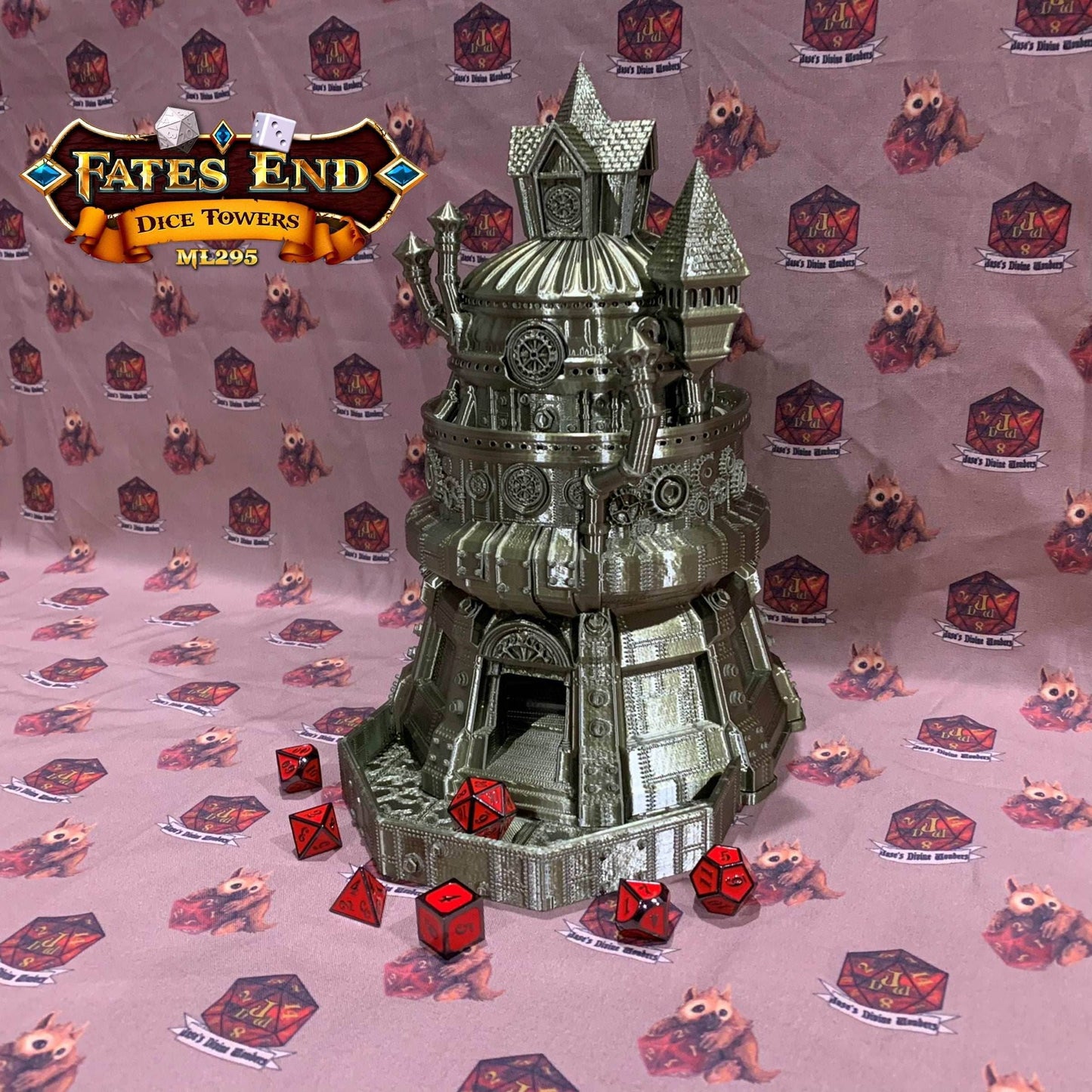 Fates End Artificer Dice Tower - Green Bronze / Without Tray