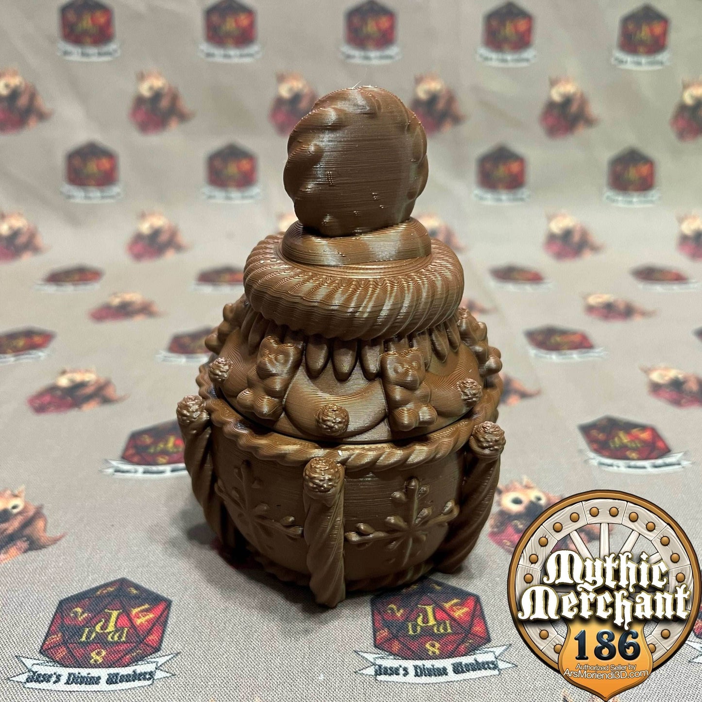 Gingerbread Dice Case from Ars Moriendi 3D - Dungeons and Dragons, Pathfinder, TTRPG, Dice Cup/Roller - Black