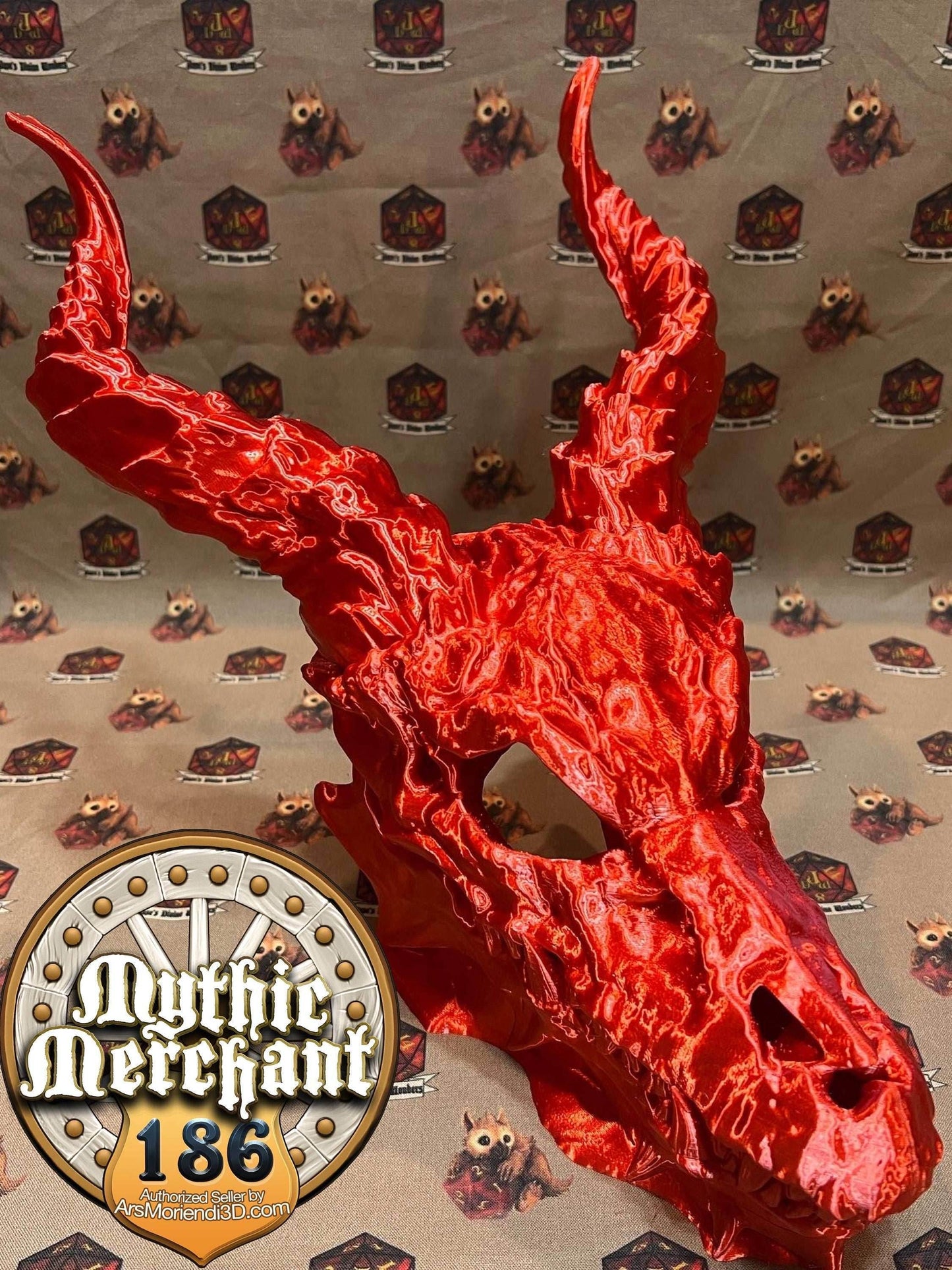 Dragon Skull Dice Tower from Ars Moriendi 3D - With Horn Lids / Black
